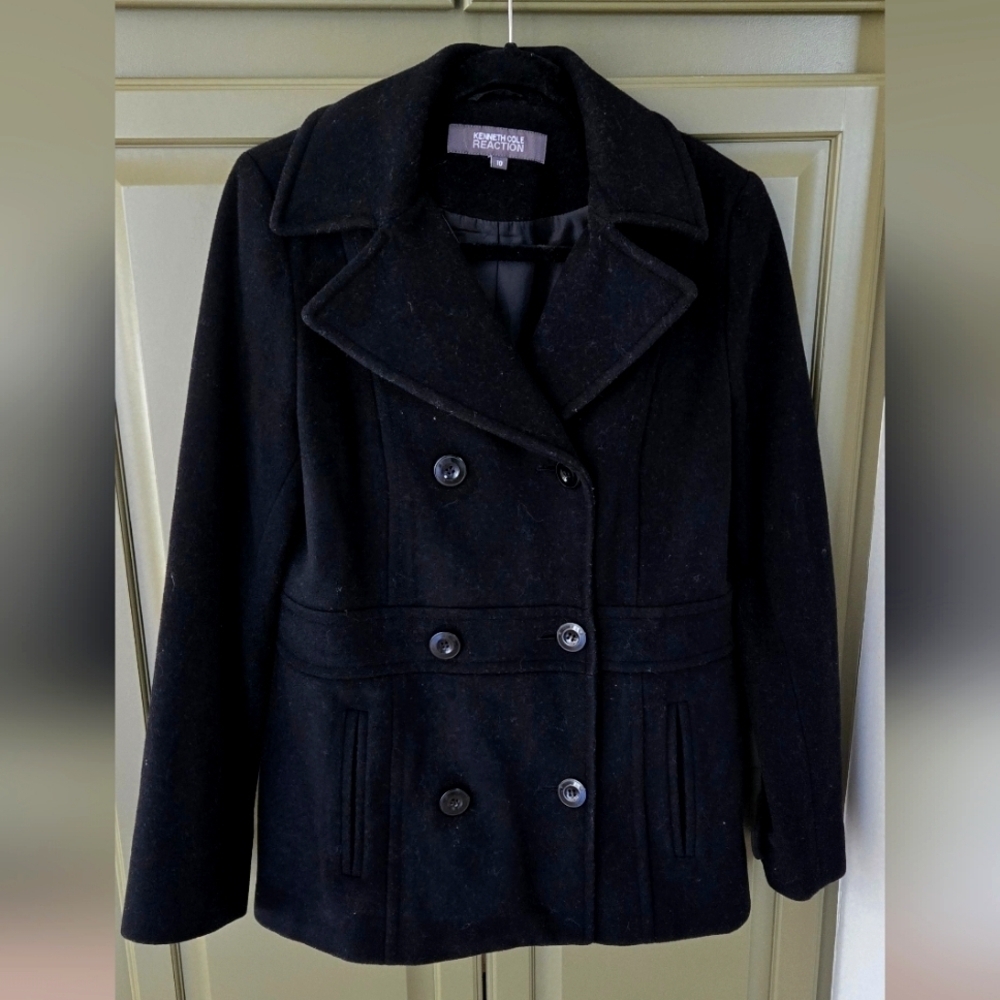 Kenneth Cole Reaction black wool peacoat